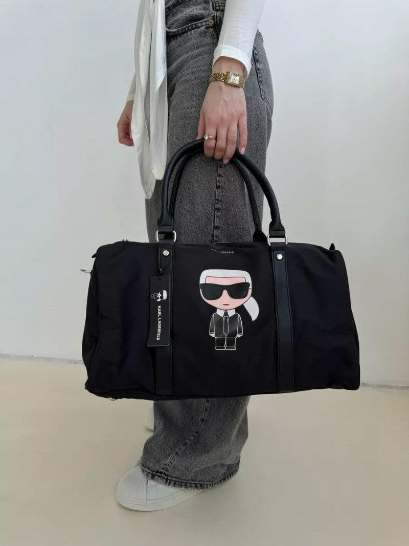 KARL LAGERFELD Premium Duffle Messenger Bag With Dust Bag (Black - 222)