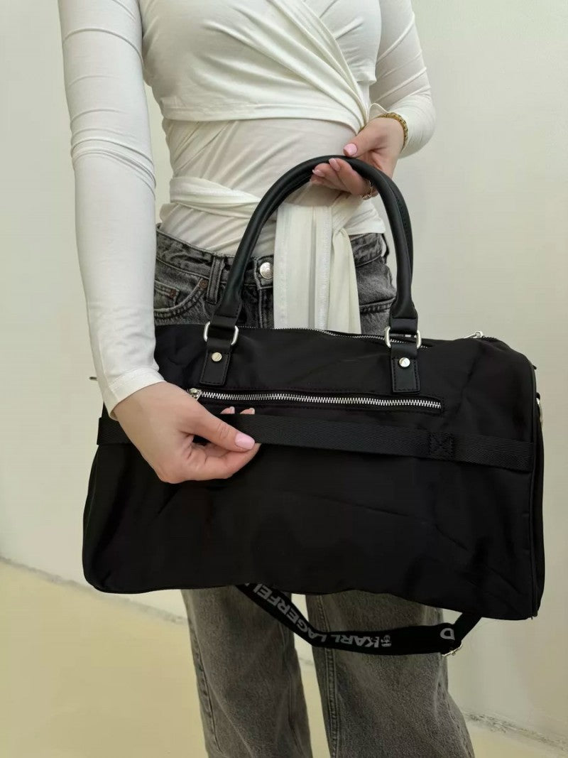 KARL LAGERFELD Premium Duffle Messenger Bag With Dust Bag (Black - 222)