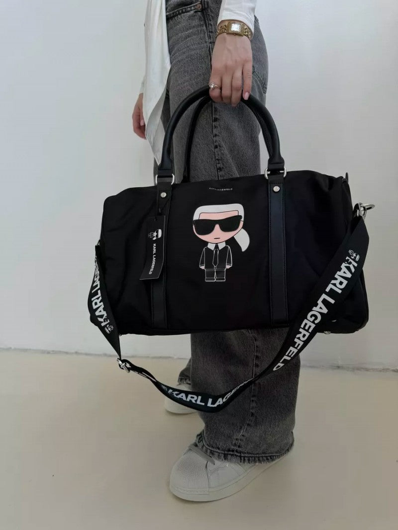 KARL LAGERFELD Premium Duffle Messenger Bag With Dust Bag (Black - 222)