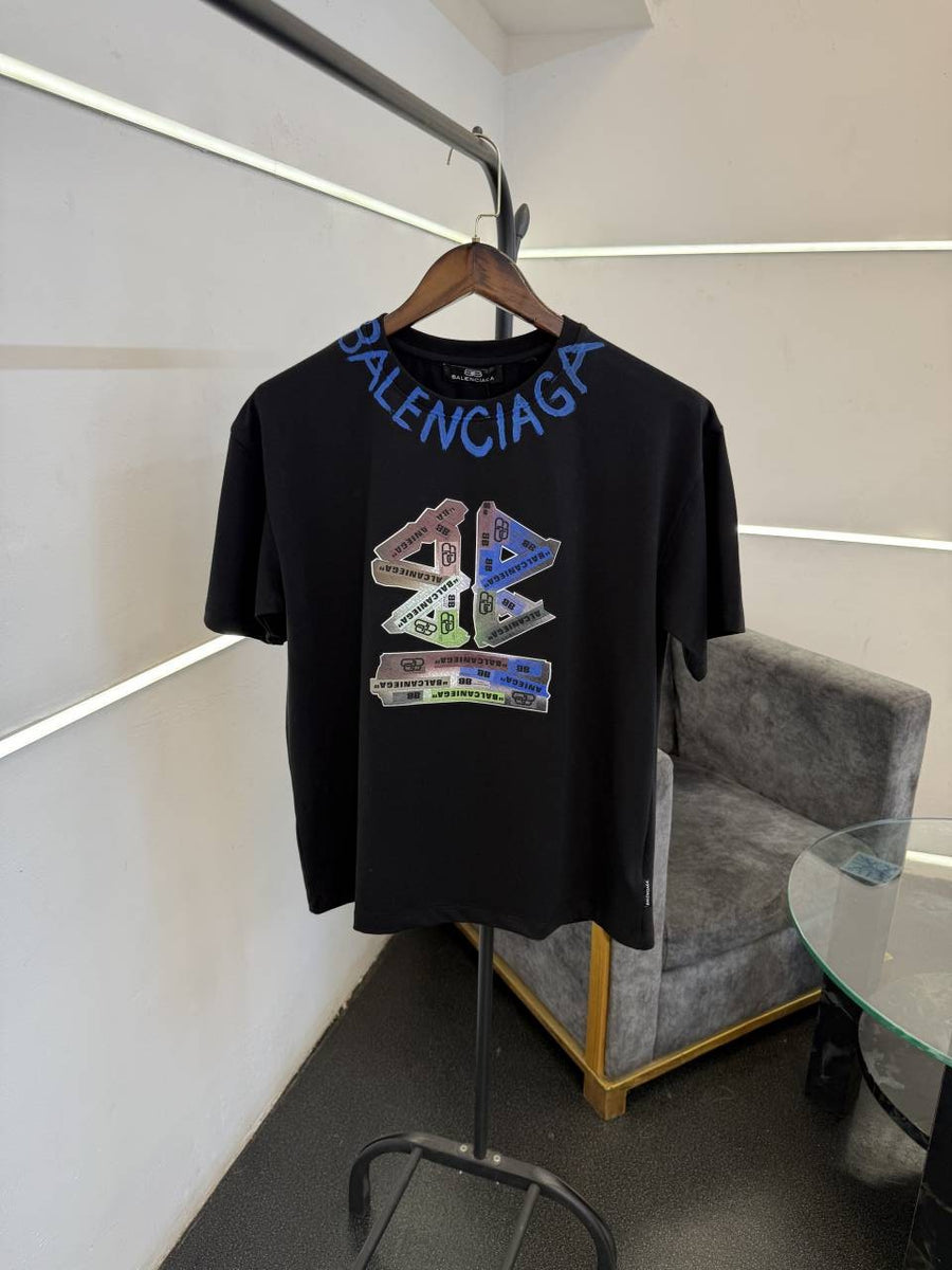 Balenciaga a oversize drop shoulder imported round neck tshirt black