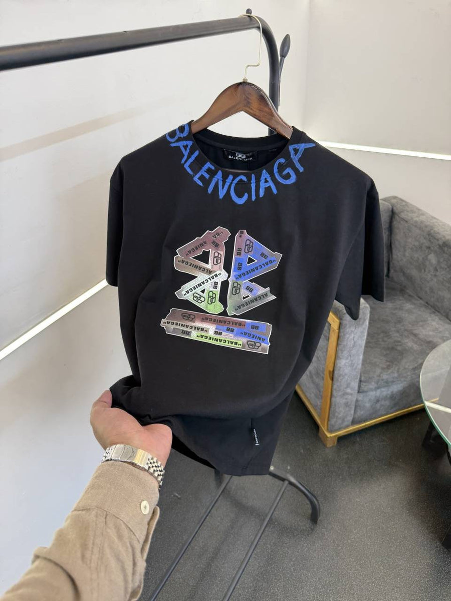 Balenciaga a oversize drop shoulder imported round neck tshirt black