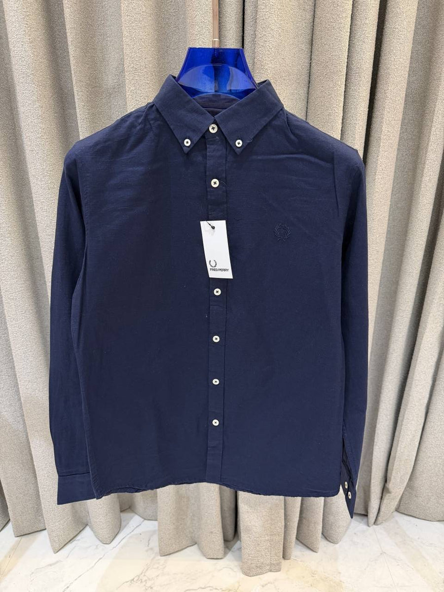 Fred Perry Navy Blue Premium Linen Shirt