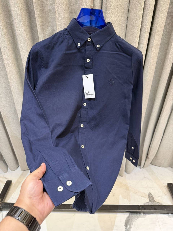 Fred Perry Navy Blue Premium Linen Shirt