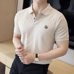 Christian Diyor Chest Logo Full Monogram Polo T-shirt Coffee