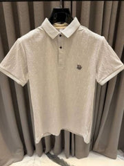 Christian Diyor Chest Logo Full Monogram Polo T-shirt Coffee