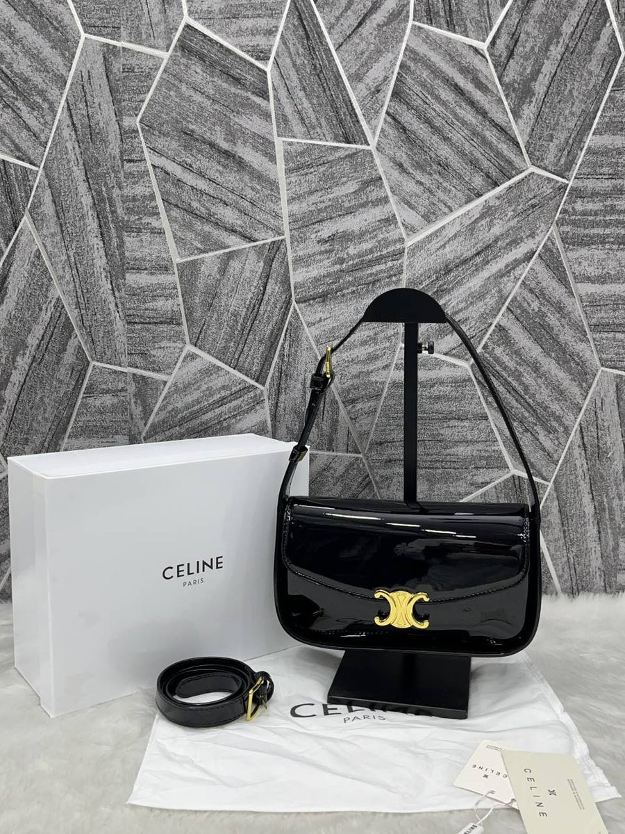 Celine Terence Black Shoulder Bag With Original Box & Long Belt