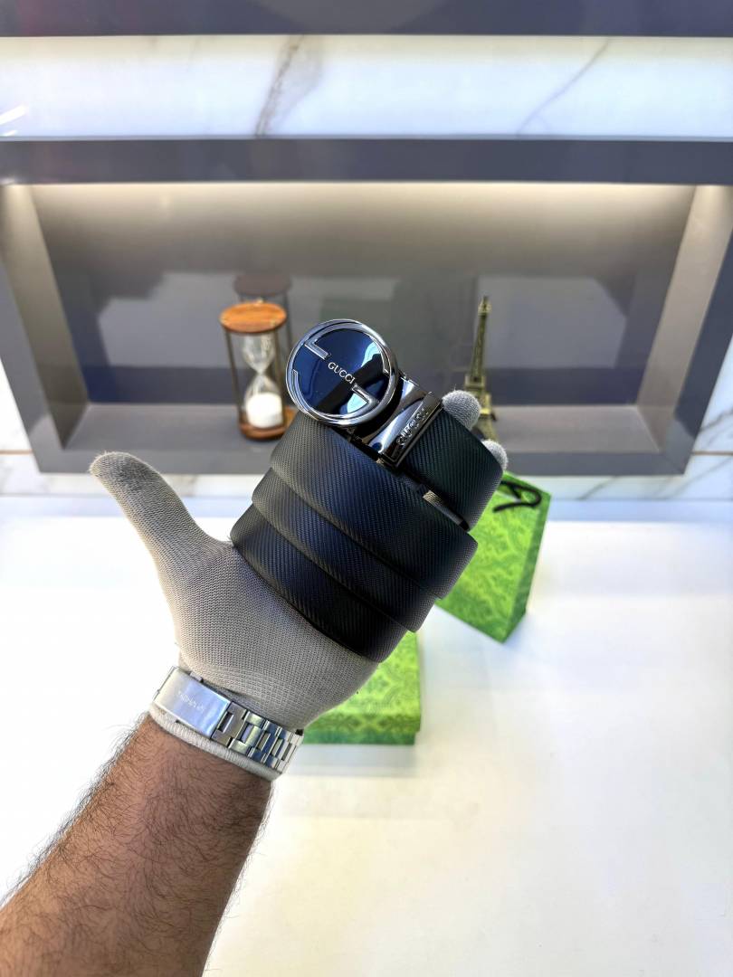 Gucci Glossy Black Belt Fa 489