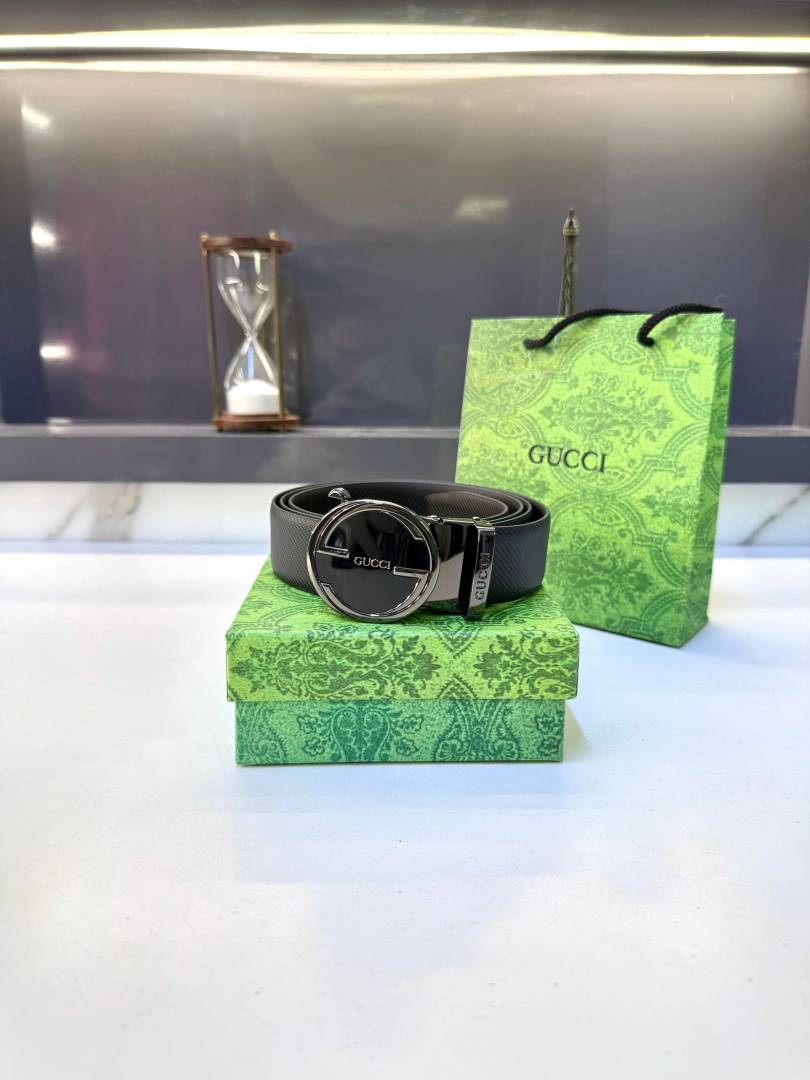 Gucci Glossy Black Belt Fa 489