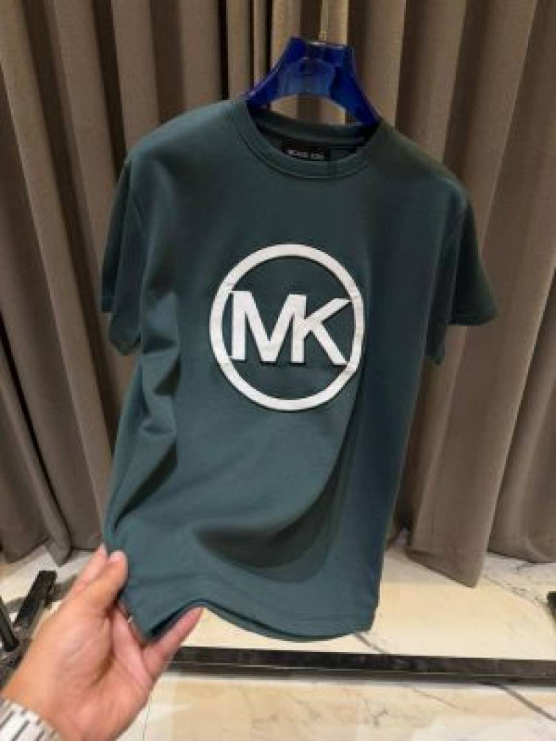Michael Kor Middle Brand Logo Round Neck T-shirt Green