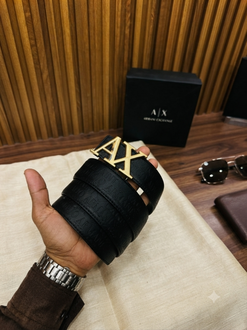 06 AX ARMAANI GOLDEN BLACK PREMIUM QUALITY BELT