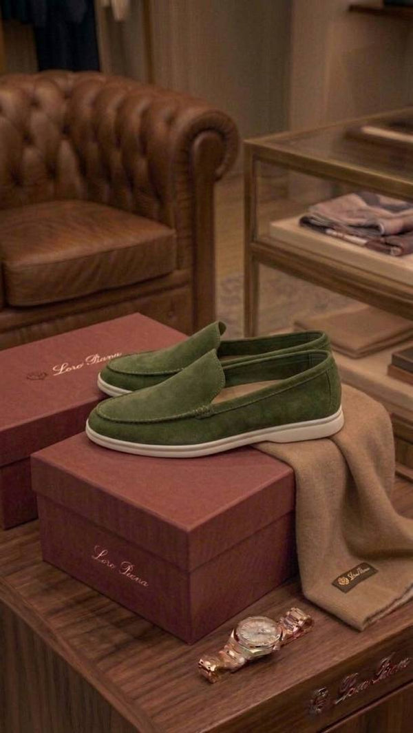 LORO PIANA SUMMER WALKS LOAFER SUEDE GREEN 300