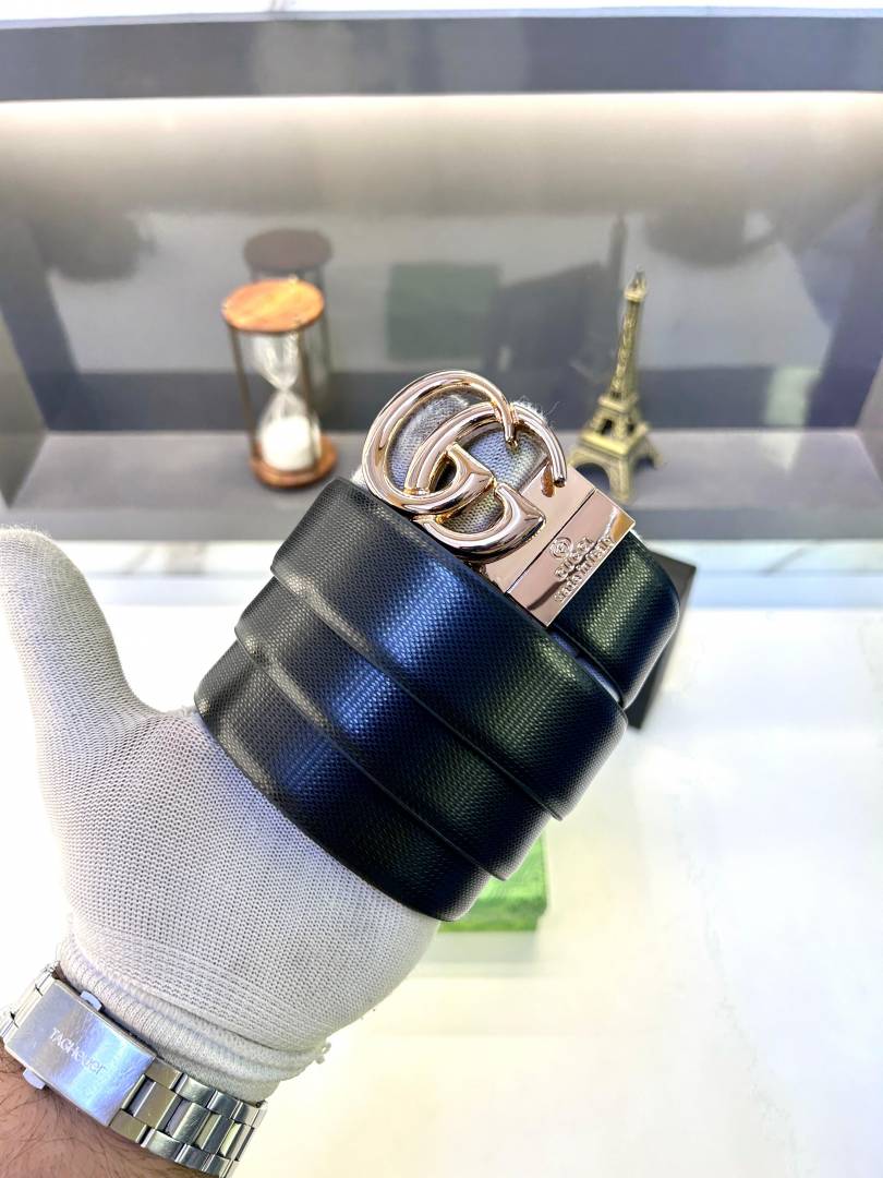 Gucci Glossy Golden Reversible Belt Fa 668