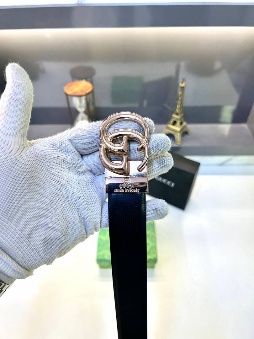 Gucci Glossy Golden Reversible Belt Fa 668