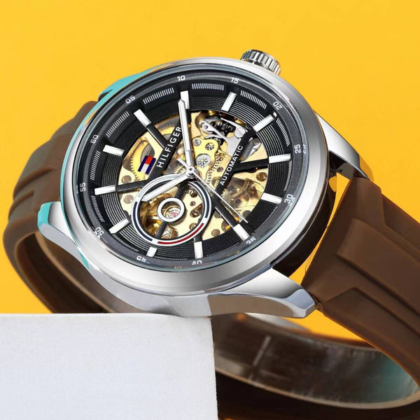 Tommy Hilfige_r Automatic Silicon Brown-Silver-Black