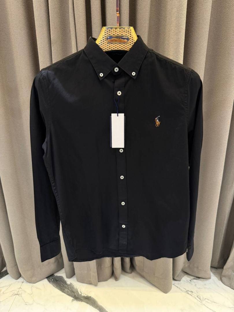 Ralph Lauren Chest Logo Full Sleeves Shirt Black