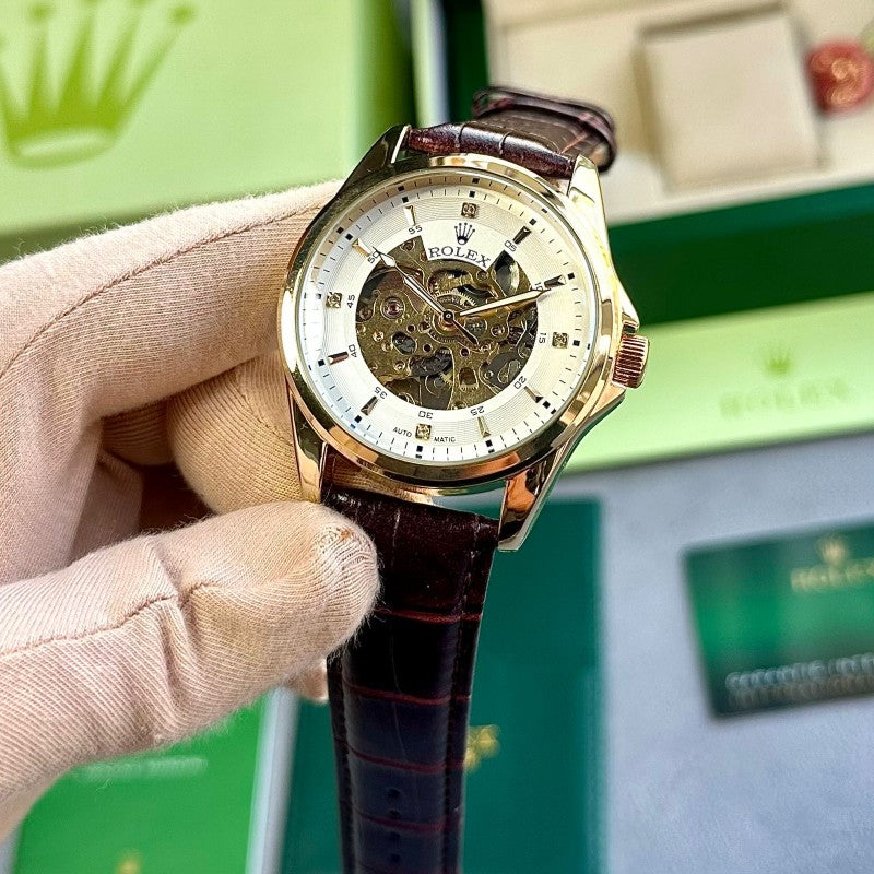 Rolex_Automatic_leather_BrownGold