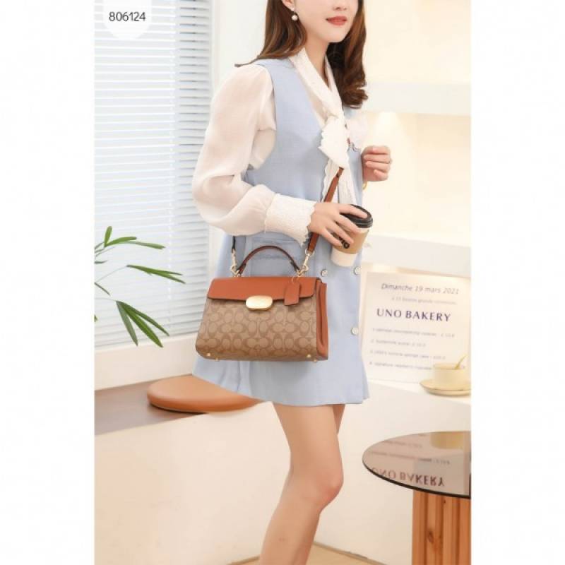 Coach_Eliza_Top_Handle_Premium_Crossbody_Bag_With_OG_Magnetic_Gift_Box_&_Dust_Bag_(Tan_Brown-912)