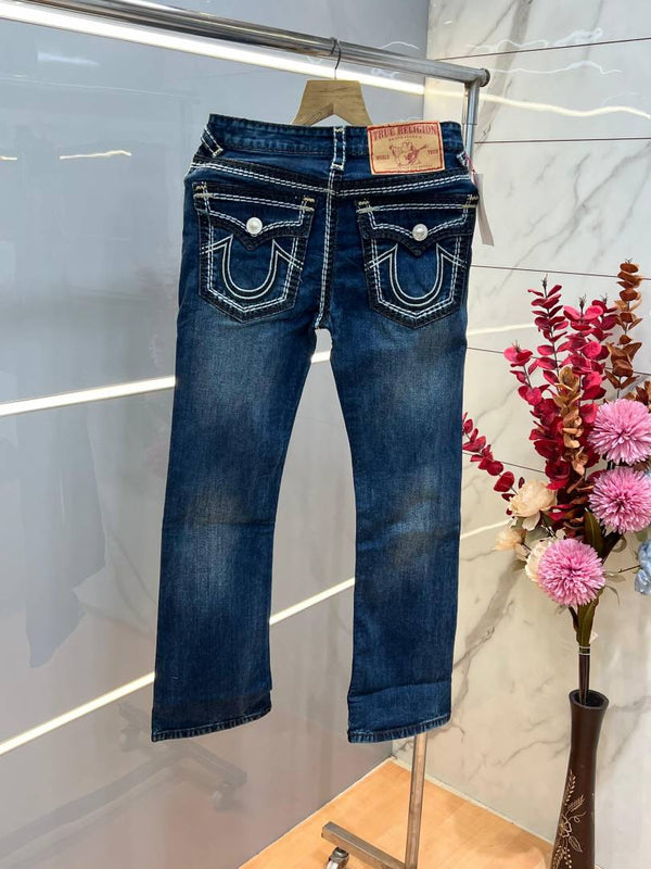 True Religio n Green Shade Boot cut Premium Imported Stretchable lycra fabric Denim with back flap pocket Design Denim 3881