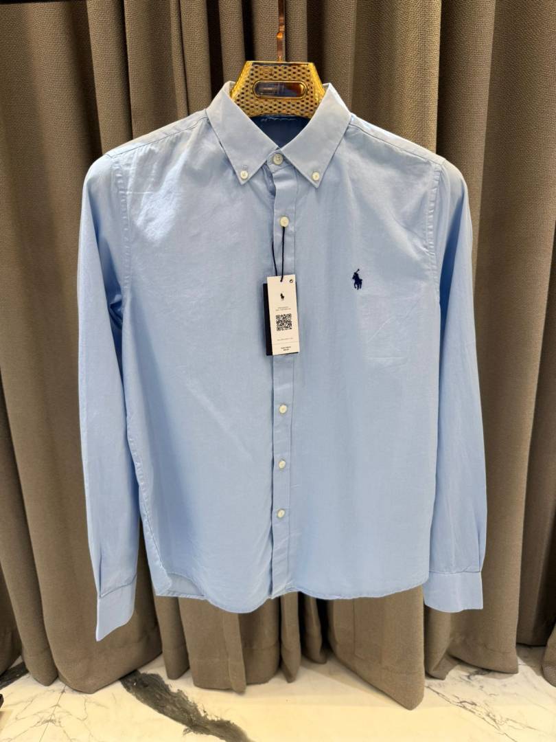 Ralph Lauren Chest Logo Full Sleeves Shirt Sky Blue