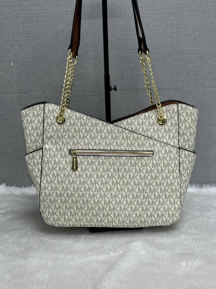 Michael Kors_Beige-Brown_Chain_Tote_With_DustCover_Premium_Quality