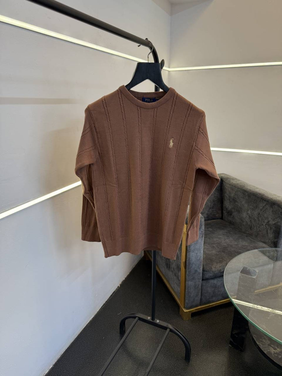 Ralph lauren imported yarn knitted sweater with embroidered logo Brown