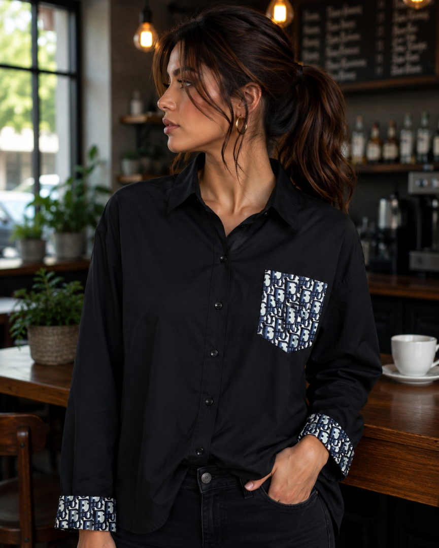 Dio Back Print Shirt Black S110-BK