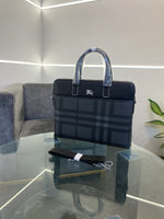 Burberry checks laptop bag with steel logo and starp grey black