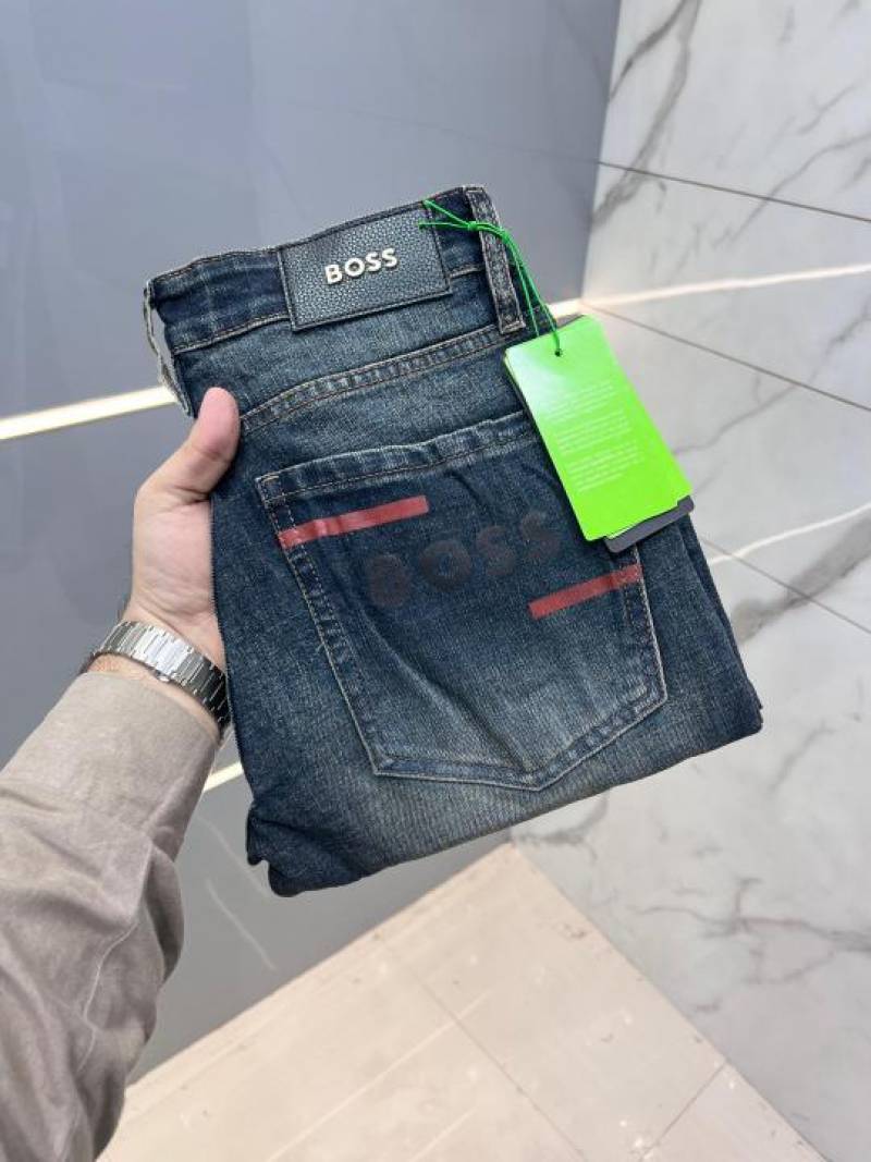 Hugo Bos Dark Shade Premium Imported Stretchable Lycra Fabric Boot Cut Denim with Emboss Design 2690