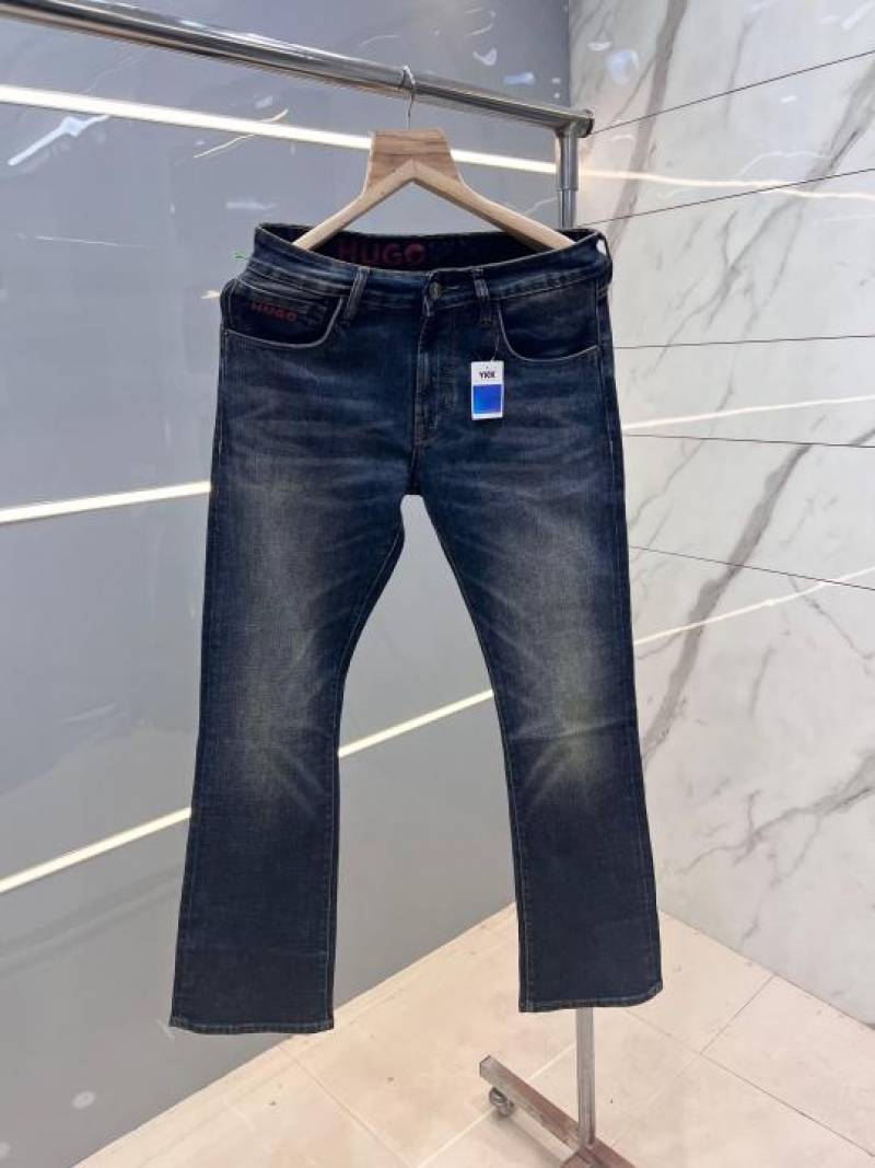 Hugo Bos Dark Shade Premium Imported Stretchable Lycra Fabric Boot Cut Denim with Emboss Design 2690