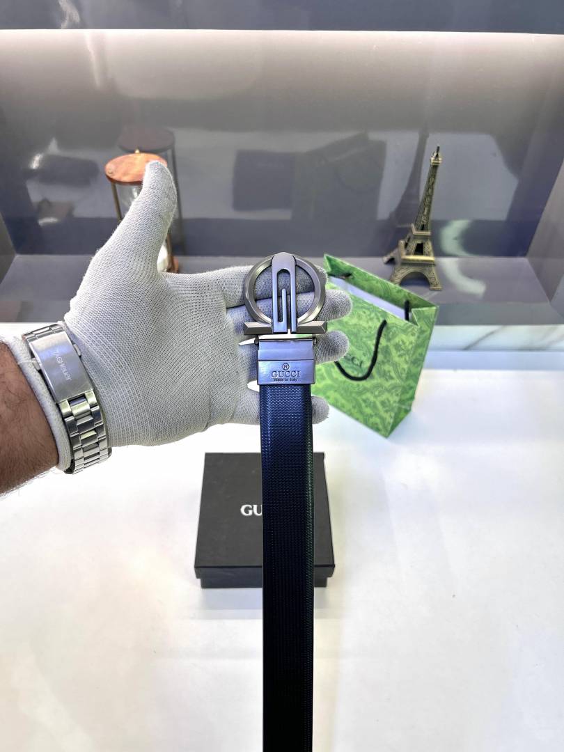 Gucci New Black Grey Belt Fa 346