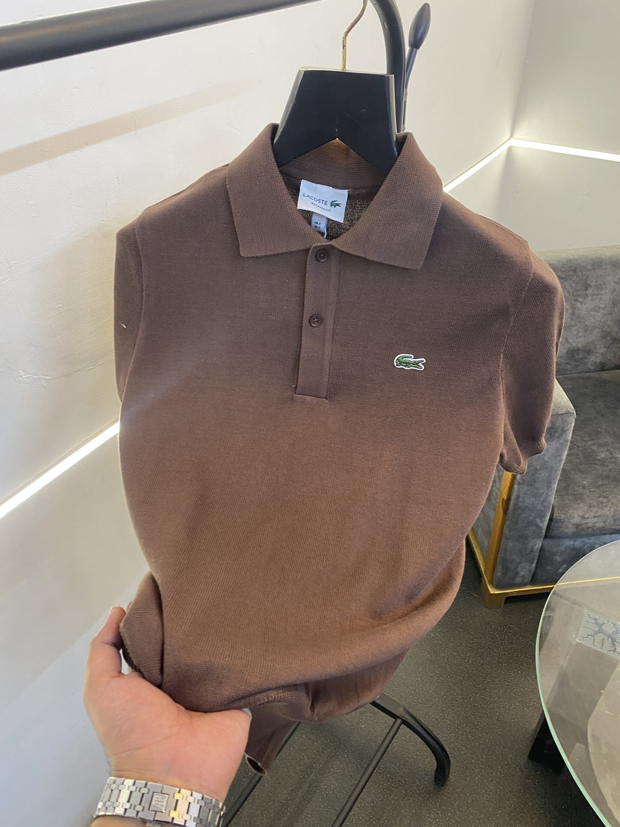 Lacoste Old money knitted fabric imported polo tshirt brown