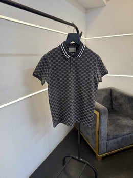 Gucci GG monogram imported polo tshirt grey