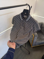 Gucci GG monogram imported polo tshirt grey