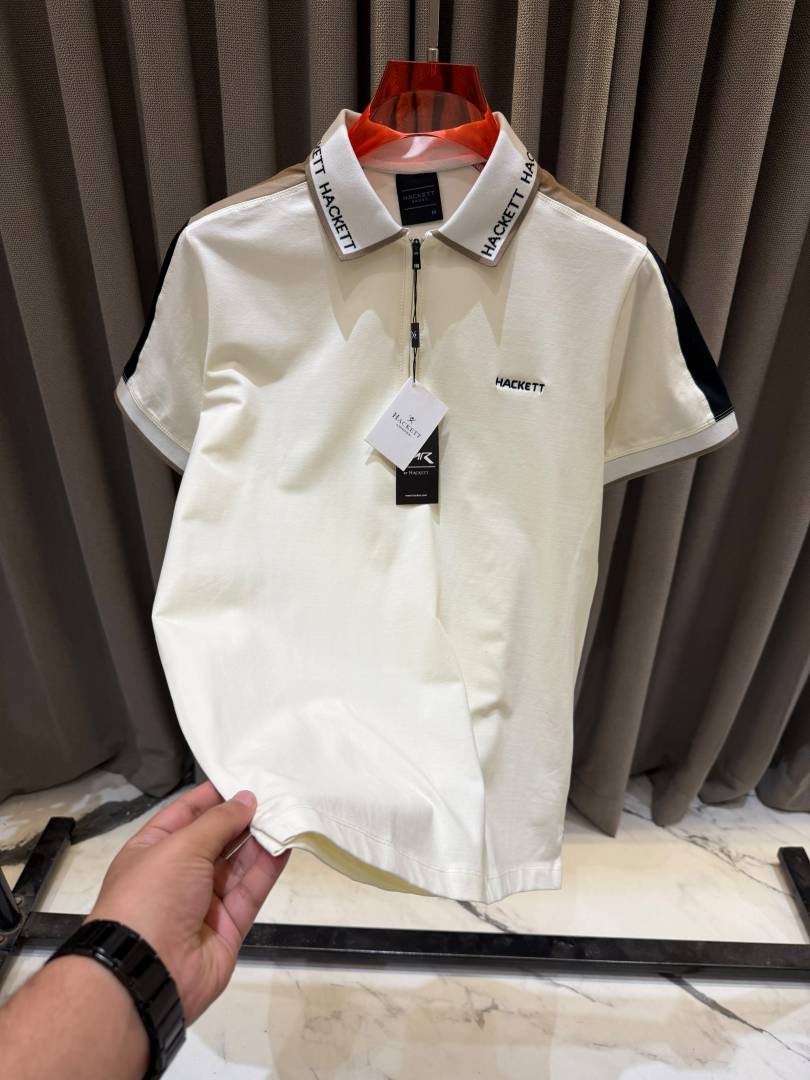 Hackett Chest Logo Box Pack Polo T-shirt Cream