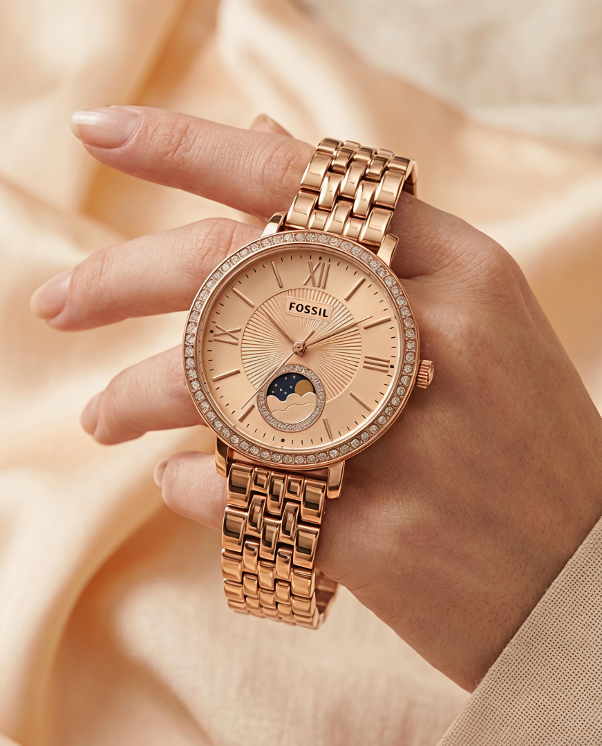 Fossil Jacqueline Sun Moon Multifunction Rose Gold Pink