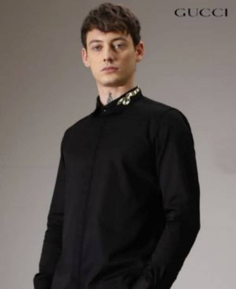 Guchi Box Pack Snake Diamond Collar Design Shirt