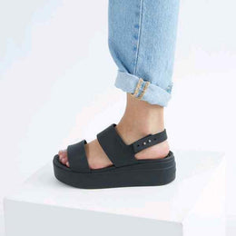 Crocs Black Brooklyn Low Wedge Sandals