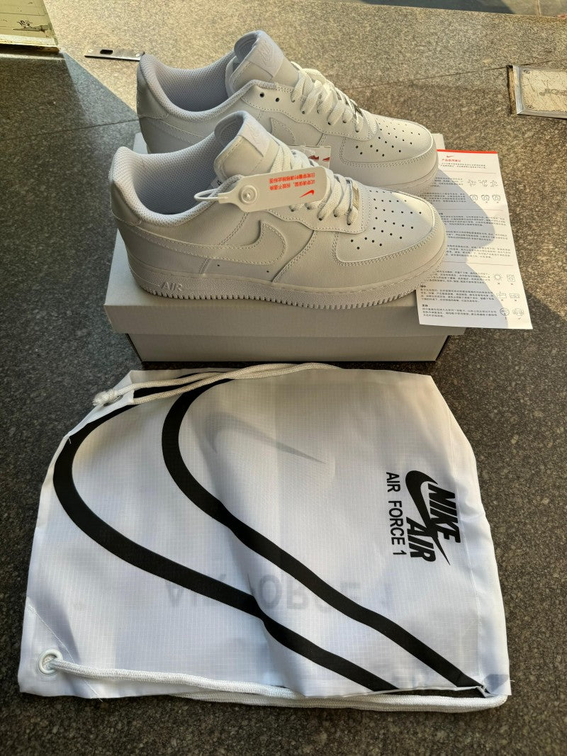 .Nikke airforce 1 white pure leather heavy quality with dust bag 1884