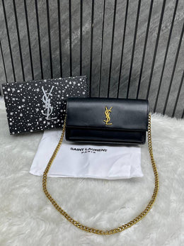 Ysl Sunset Black-Gold Small Shoulder Bag With Original Box & Dust Cover