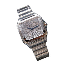 Cartier Santos Skeleton Battery silver white