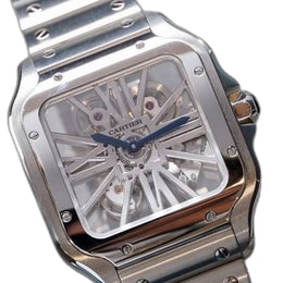 Cartier Santos Skeleton Battery silver white