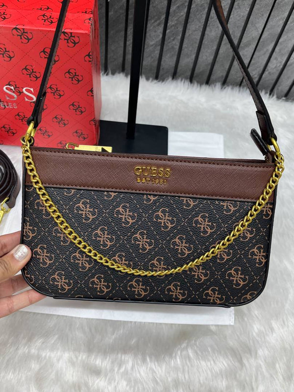 Guess GS6 Katey Brown Shoulder Bag With Original Box & Dust Cover
