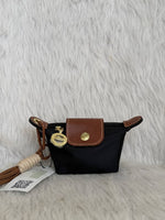 Longchammp Mini Black Bagcharm Keychain With ZipLock Pouch