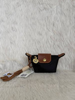 Longchammp Mini Black Bagcharm Keychain With ZipLock Pouch