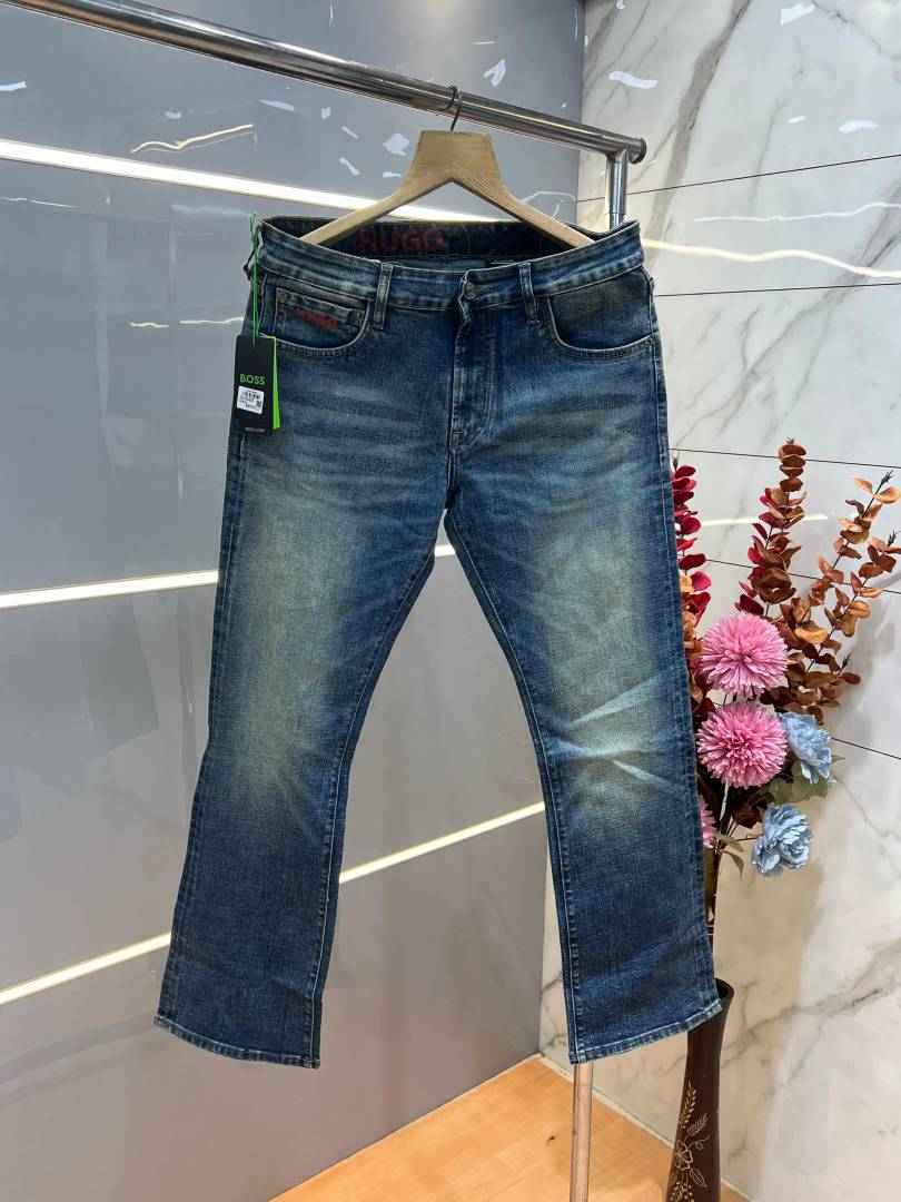 Hugo Bos Light Shade Premium Imported Stretchable Lycra Fabric Boot Cut Denim with Emboss Design Sale Offer 1043