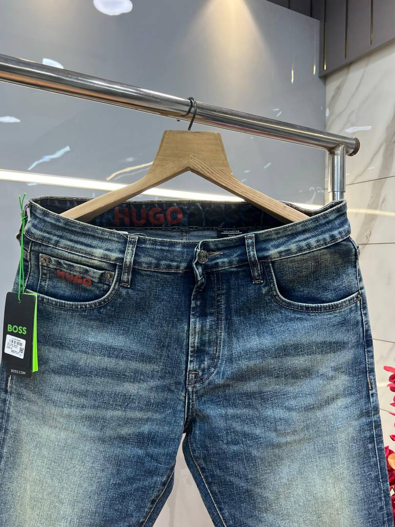 Hugo Bos Light Shade Premium Imported Stretchable Lycra Fabric Boot Cut Denim with Emboss Design Sale Offer 1043