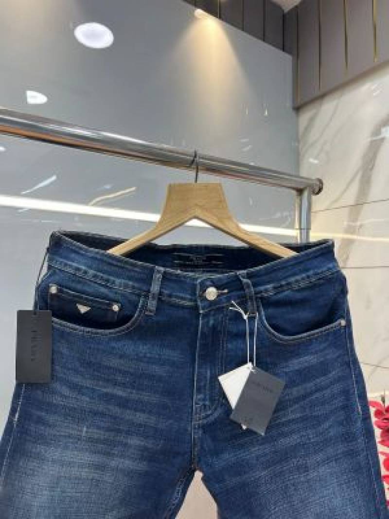 Prada Dark Shade Straight Fit Premium Imported Stretchable Lycra Fabric Denim with Metal Logo 4203