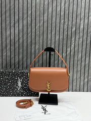 Ysl Voltaire 8868 TanBrown-Gold Shoulder Crossbody Bag With Original Box