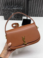 Ysl Voltaire 8868 TanBrown-Gold Shoulder Crossbody Bag With Original Box
