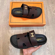 Hermes Chypre Soft Comfort Brown Black Sandal